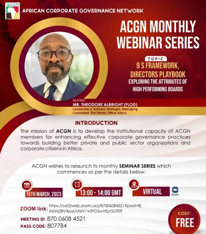 9 S FRAMEWORK, DIRECTORS PLAYBOOK: EXPLORING THE ATTRIBUTES OF HIGH PERFORMING BOARDS